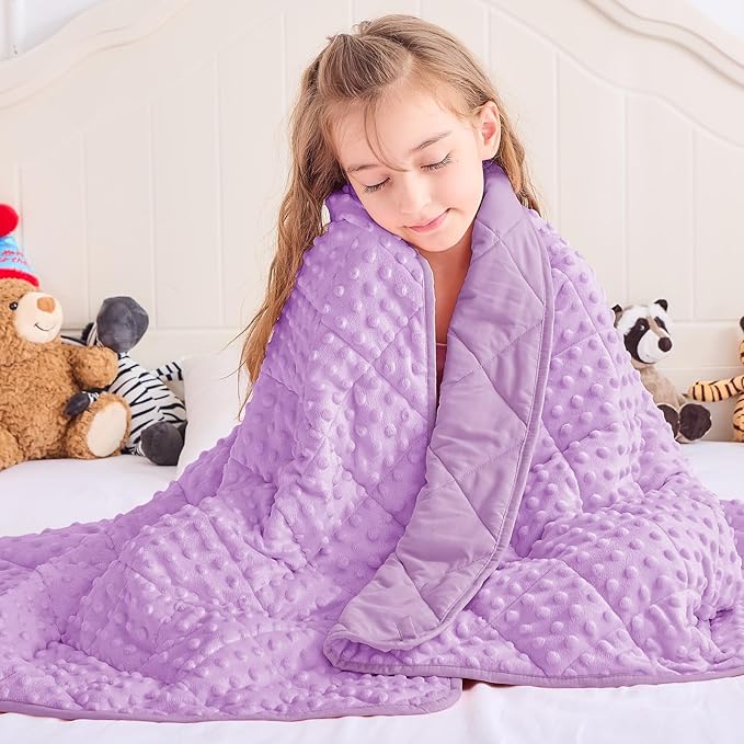 yescool Weighted Blanket 7 Pounds Light Purple Twin Size Cooling Weighted Throw Blanket, Minky Heavy Blankets Warm Weighted Comforter, Big Washable Thick Blankets Gift for 60-90lbs, 40 * 60in