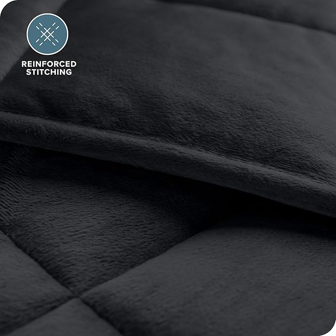 Bare Home Weighted Blanket King Size 30lb (80" x 87") for Adults - Minky Fleece - Premium Heavy Blanket Nontoxic Glass Beads (Black, 80"x87")