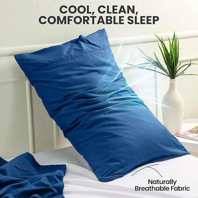 Pillow Covers by Utopia Bedding - Queen Size 2-Pack – Soft Brushed Microfiber – Perfect for Hospitals, Hotels, Guest Rooms – Oeko-TEX Certified, 20x30 Inches (Blue Dusk)