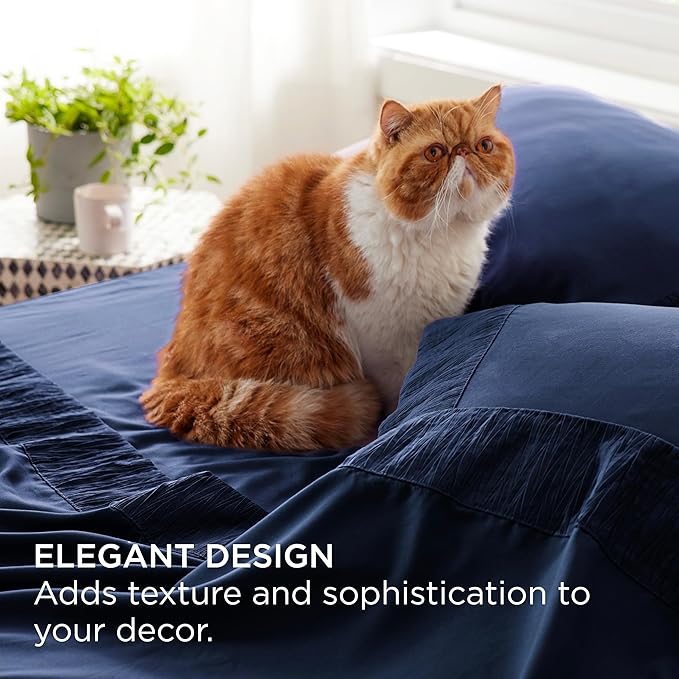 Bedsure Full Size Bed Sheets - 4 Pieces Soft Full Sheet Set - Breathable & Cooling - Hotel Luxury - Easy Care Polyester Microfiber Bedding for Women, Men, Navy