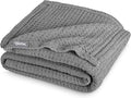 Bare Home Grey Waffle Blanket, Full/Queen 90Wx90L, 100% Cotton, Soft & Breathable Throw for All Seasons, Lightweight Blanket, Perfect for Layering Bed, Sofa & Couch (Full/Queen, Grey)