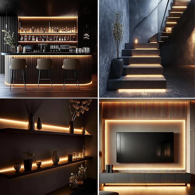 2700K COB LED Strip Lights, 24V DC Premium Flexible Tape Light with Strong 3M VHB Tape, CRI 95, UL Listed, Cuttable, Dimmable, for Hotels, Lobbies, Corridors, Rooms (NO Power Supply)