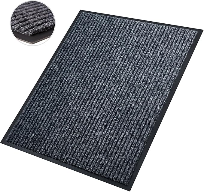 Front Door Mat,2.7'x4'Indoor Outdoor Door Mat,Heavy Duty Durable Welcome,Commercial Floor Mats Inside Outside Entrance, Waterproof All-Season, All-Weather Non Slip Backing Doormat for Entryway,Black