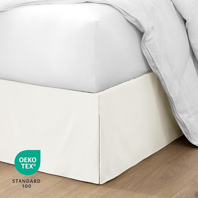Bare Home Twin XL Bed Skirt - 15-Inch Tailored Drop Easy Fit - Bed Skirt for Twin Extra Long Beds - Center & Corner Pleats (Twin XL, Cream)