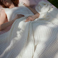 Bedsure Cooling Cotton Waffle King Size Blanket - Lightweight Breathable Summer Blanket of Rayon Derived from Bamboo for Hot Sleepers, Luxury Throws for Bed, Couch and Sofa, Ivory, 104x90 Inches