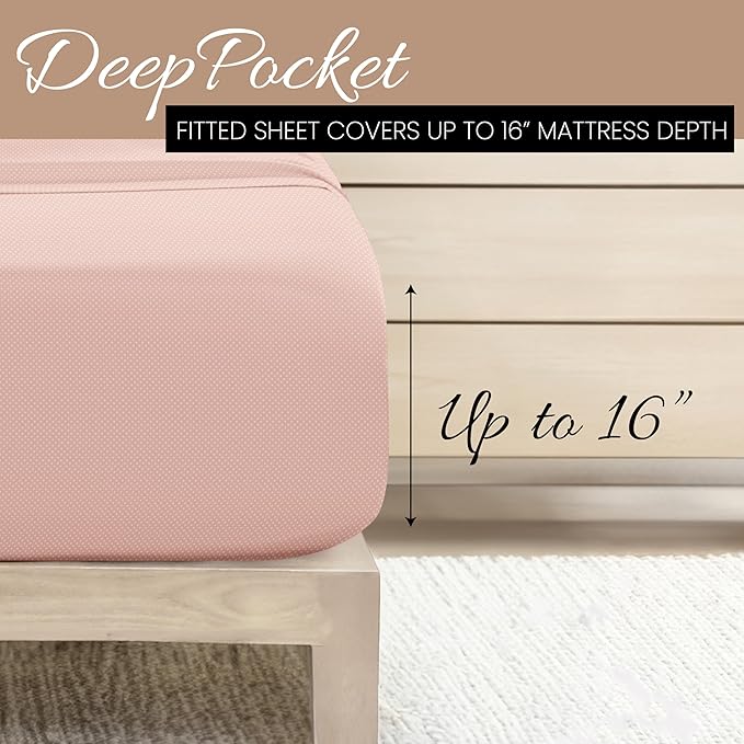 Linen Market Patterned Microfiber Full Sheet Set 4 Piece – Oeko-TEX Certified Ultra Soft & Wrinkle-Free - 16" Deep Pocket Sheets - Easy Care Full Size - My Heart Pink