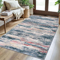 3x5 Modern Abstract Area Rug for Entryway, Teal Blue Peach Gray Multi Super Soft Washable Rug with Non-Slip, Low-Pile Door Mat Indoor for Living Room Bedroom, Living Carpet with Non-Shedding