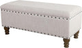 HomePop Large Storage Bench with Nailhead Trim -Gray Woven