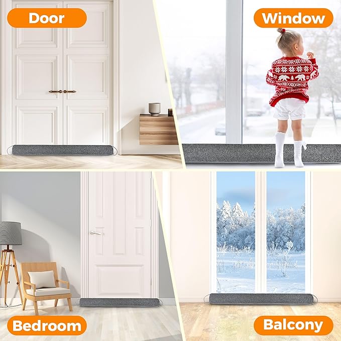 TORRAMI Under Door Draft Stoppers 32 Inch, Heavy Triangle Stop Draft Block Cold Air/Wind/Breeze Noise Blocker Door Sweeps Weather Stripping Bottom Seal Dark Gray