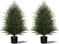 Mavis's Diary Artificial Topiary Ball Tree, Indoor Realistic Faux Boxwood Bush Potted Plants, Outdoor Fake Shrubs Cedar Evergreen Plants for Home Living Room Front Porch Decor (2, 3ft)