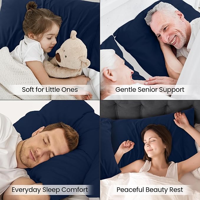 Pillow Covers by Utopia Bedding - Standard Size 2-Pack – Soft Brushed Microfiber – Perfect for Hospitals, Hotels, Guest Rooms – Oeko-TEX Certified, 20x26 Inches (Navy)