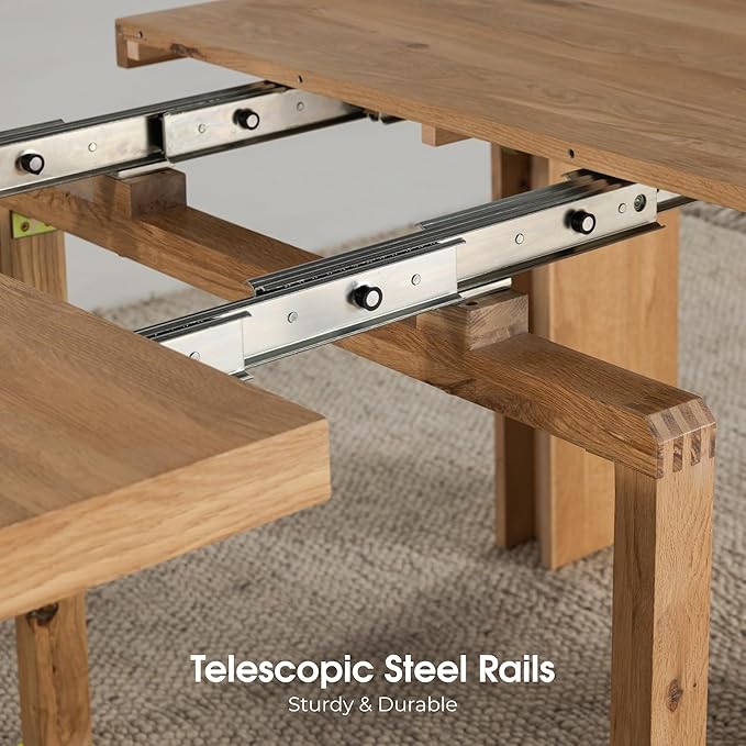 Transformer Table - Solid Wood Extendable Dining Table, Seats 2-12, Extendable Dining Room Table, Space-Saving Furniture, Expandable Dining Furniture (Natural, Table + Bench)