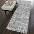 vivorug Grey Runner Rug 2x10 Machine Washable Rug with Non-Slip Backing, Ideal for Kitchen Hallway Entryway Laundry Room - Vintage, Durable, Easy Clean, Low Pile Carpet Runner