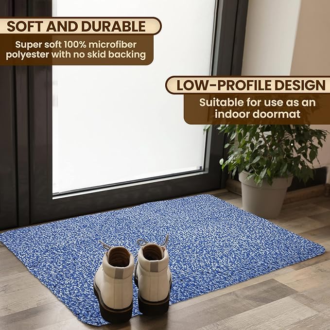 Premium Microfiber Indoor Door Mat – 24"x36" Washable Entry Mat, Non-Slip, Waterproof Backing, Super Absorbent, Low Profile Entryway Doormat for Indoor Entrance