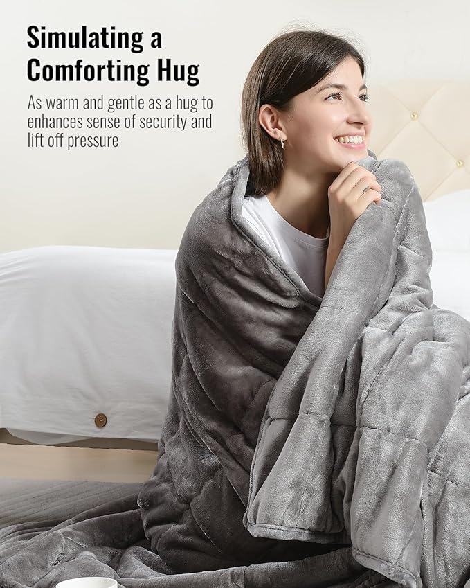 Uttermara Weighted Blanket Queen Size 20lbs 60x80 inches, Cozy Sherpa Weighted Blankets with Soft Plush Fleece, Warm Snuggle Thick Heavy Blanket Great for Sleep Calming, Grey White