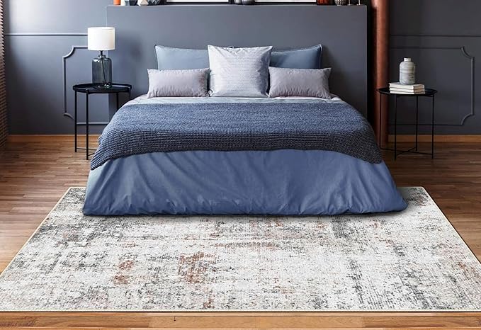 6x9 Area Rug, Ultra-Soft Washable Rug for Living Room, Dinner Room, Bedroom, Non-Slip Modern Abstract Rug, Indoor Carpet Large Area Rug, Brown Black White