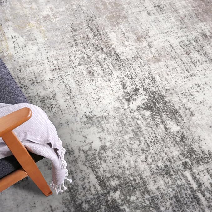 IOHOUZE Abstract Area Rugs and Runners Sets 2x3 and 2x6 Ft, Washable Entryway Rug and Runner Set, Non Slip Kitchen Rug Set, Printed Faux Wool Modern Floor Carpet for Hall Kitchen Entrance, Grey Beige