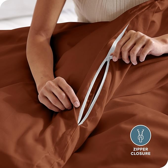 Bare Home Bedding Duvet Cover Queen Size - Premium 1800 Super Soft Collection - Lightweight, Cooling - Soft Breathable Bedding Duvet Cover (Queen, Terracotta)