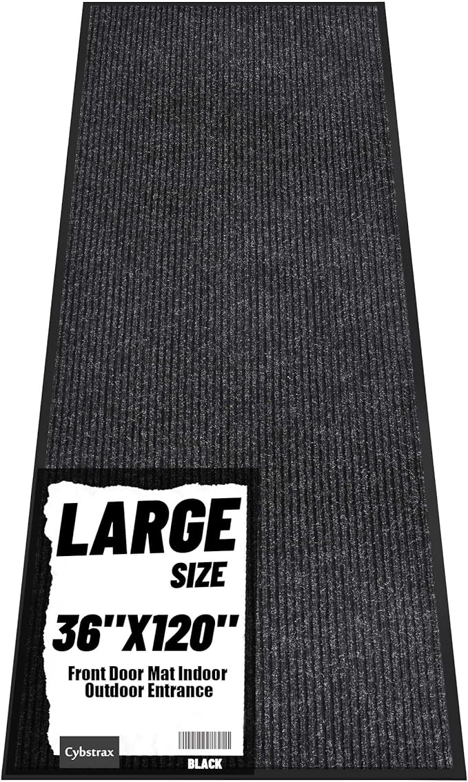 Front Door Mat Indoor Outdoor Entrance, 36" x 120" All-Season Heavy Duty Waterproof Doormat, Non-Slip Absorbent Entryway Mat, Easy to Clean, Low Profile Commercial Floor Mat for Indoor Outdoor