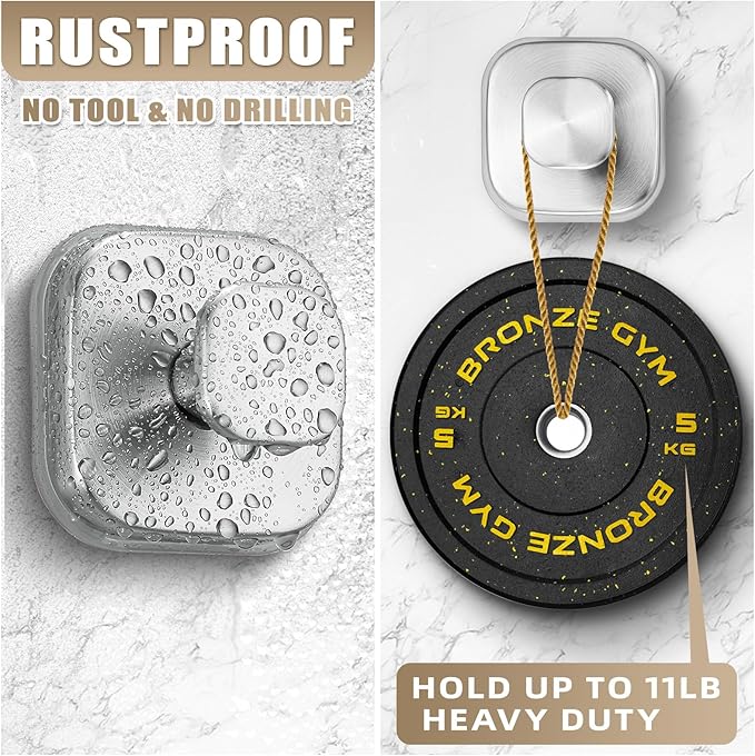 Suction Cup Hooks for Shower - Resuable Bathroom Hooks for Towels, Robes & Loofah - No-Drill Mounting on Kitchen,Walls,Metal,Glass,Mirrors,Tile & Smooth Non-Porous Surfaces (4, Brushed Nickel)