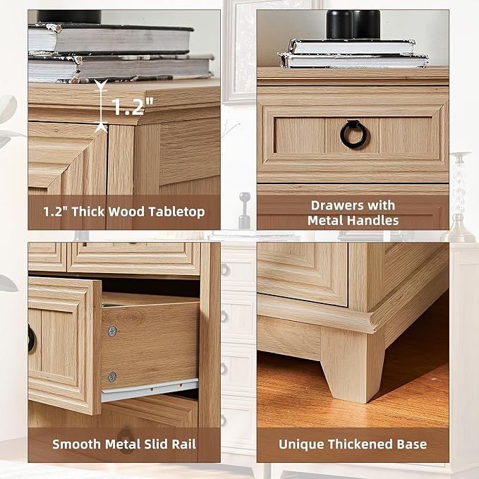 Farmhouse 5 Drawer Dresser for Bedroom, 33.2" Tall Small Dressers & Chest of Drawers, Rustic Wood Dresser with Metal Handle, Storage Organizer Closet for Living Room, Hallway, Entryway