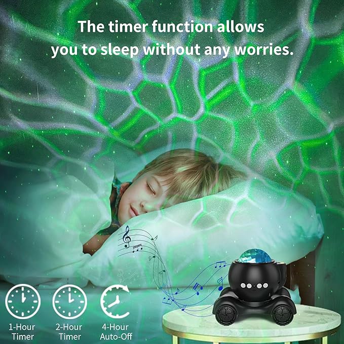 ENOKIK Star Projector, Galaxy Projector Built-in Bluetooth Speaker and 8 White Noise, Night Light for Kids Adults, Aurora Nebula Lamp for Home Decor/Relaxation/Party/Music/Gift (Black)