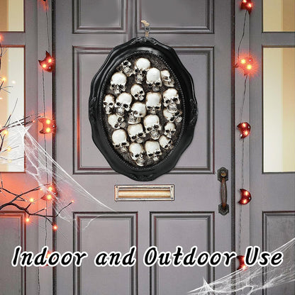 10.2" Halloween Skull Decorations, Gothic Skeleton Head Halloween Hanging Wall Decor, Resin Skull Sculptures for Halloween Indoor Outdoor Holiday Party Home Decoration