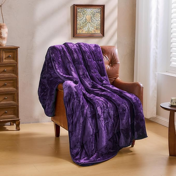 Super Fuzzy Soft Sherpa Fleece Weighted Blankets, 15 lbs Dual Sided Fluffy Heavy Weighted Blankets for Adults - No Bunching with Double Layers of Soft Inner Lining (60"x 80", 15 Pounds)