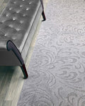 Custom Length Hallway Runner Rug,Slip Resistant,Floral Grey, 26 Inch X 13 feet, Sold and Priced Per Foot