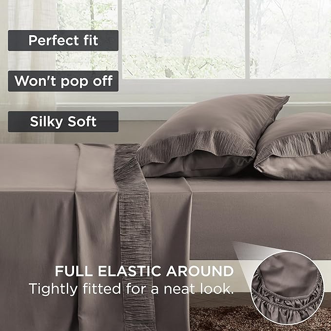 Bedsure Twin Sheets Set - 3 Pieces Soft Twin Bed Sheets - Breathable & Cooling - Hotel Luxury - Easy Care Polyester Microfiber Bedding for Women, Men, Taupe