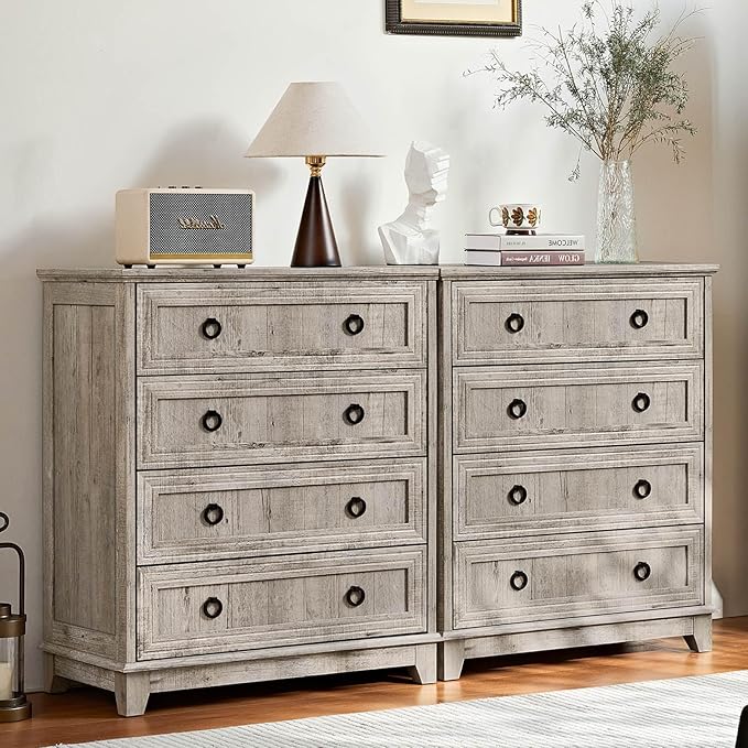 6 Drawer Dresser for Bedroom, 41" Tall Small Dressers & Chest of Drawers, Farmhouse Dresser with Metal Handle, Wood Storage Organizer Closet for Living Room, Hallway, Entryway