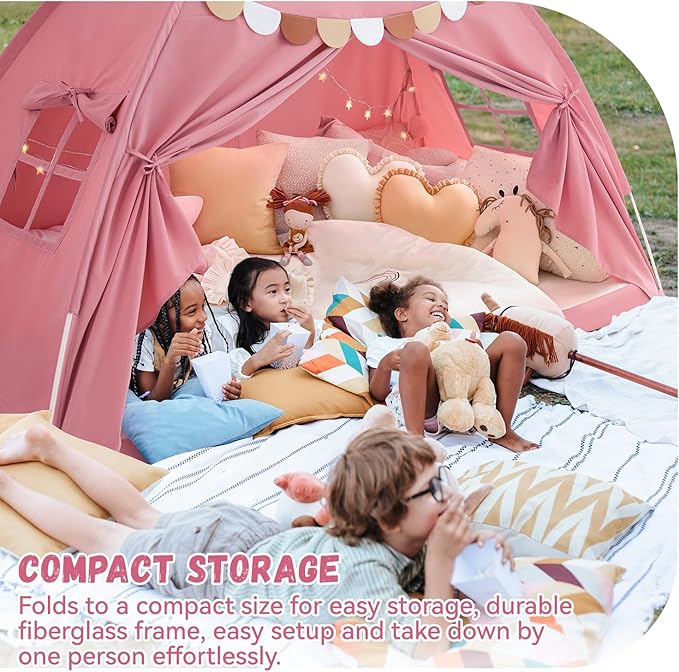 Bed Tent Twin, Bed Canopy for Kids Girls, Tents Toddler Portable Sleeping Tents Indoor, Pink Bunk Canopy Floor Playhouse for Twin Size Bed for Birthday Toy House Gift