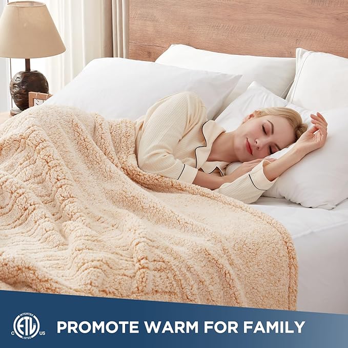 Westinghouse Electric Blanket Queen Size, Soft Plush Sherpa Heated Blanket with 10 Heating Levels & 1-12 Hours Auto-Off, Machine Washable, 84x90 inches, Yellow