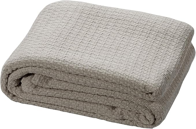 HILLFAIR 100% Combed Cotton Blanket– Twin Bed Blanket– Soft Cozy Warm Multipurpose Throws for Luxury Home Decor– 66 x 90 inch Twin XL Size Cotton Blankets for Beds- Bed Blankets for All Season- Sand