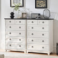 Farmhouse 6 Drawer Dresser for Bedroom Set of 2, 41" Tall Small Dressers & Chest of Drawers, Rustic Wood Dresser with Metal Handle, Storage Organizer Closet for Living Room, Hallway, Entryway
