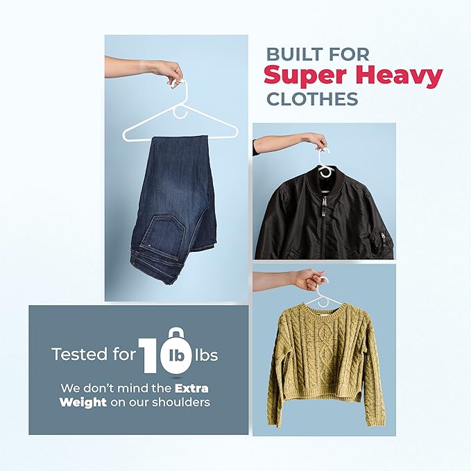 Neaties Heavy Duty Clothes Hangers 100+ Pack (324 Count) – Made in The USA – 8lb Capacity Plastic Hangers for Adult Clothing – Durable for Pants, Coats, Jackets, or Jeans – Gray