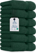 DAN RIVER 6-Pack Premium Hand Towels (16x28 Inches) - 100% Cotton, Ultra Soft, Lightweight, Highly Absorbent Towels for Bathroom, Spa, Gym, Salon, Hotel, and Travel - 550 GSM, Hunter Green