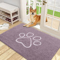 OLANLY Dog Door Mat for Muddy Paws 48x30, Paw Print Design, Absorbs Moisture and Dirt, Absorbent Non-Slip Washable Doormat, Quick Dry Chenille Mud Mat, Entry Indoor Entryway Carpet, Deep Plum