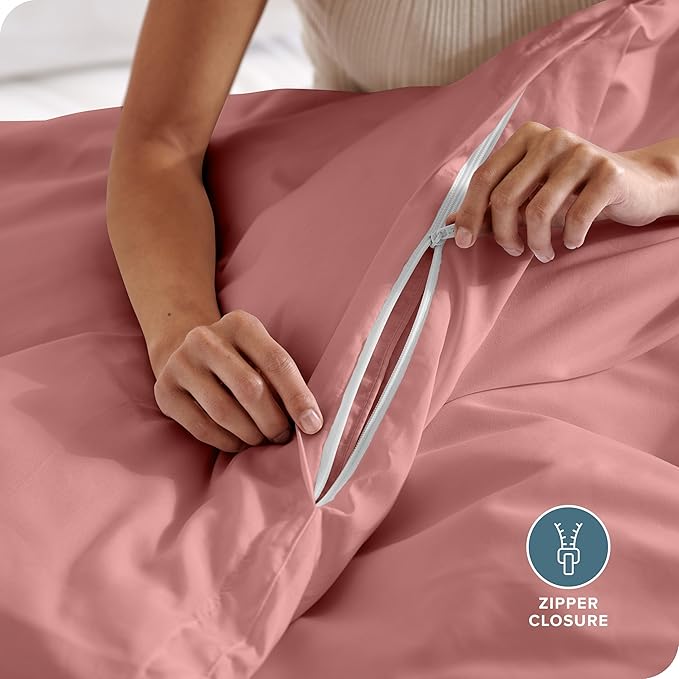 Bare Home Bedding Duvet Cover Queen Size - Premium 1800 Super Soft Collection - Lightweight, Cooling - Soft Breathable Bedding Duvet Cover (Queen, Dusty Rose)