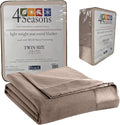 Thermee Micro Flannel Twin Size Blankets, Lightweight All Seasons Cozy Blanket, Throw Blankets for Home and Living Room, Comfy & Soft Blanket for Couch, Machine Wash, No Pilling - Acorn