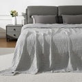 Aganear Waffle Blanket - Lightweight Breathable Summer Blanket of 50% Cotton and 50% Rayon Derived from Bamboo for Hot Sleepers Luxury Throws for Bed, Couch and Sofa,Grey,90x90 Inches