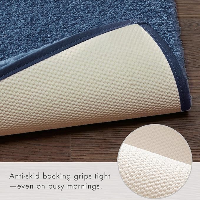 Madison Park Signature Marshmallow Bathroom Rug Non Slip, Luxrurious Plush Bath Mat, Absorbent, Quick Dry, Spa Design Bath Room Décor, 24x72, Navy