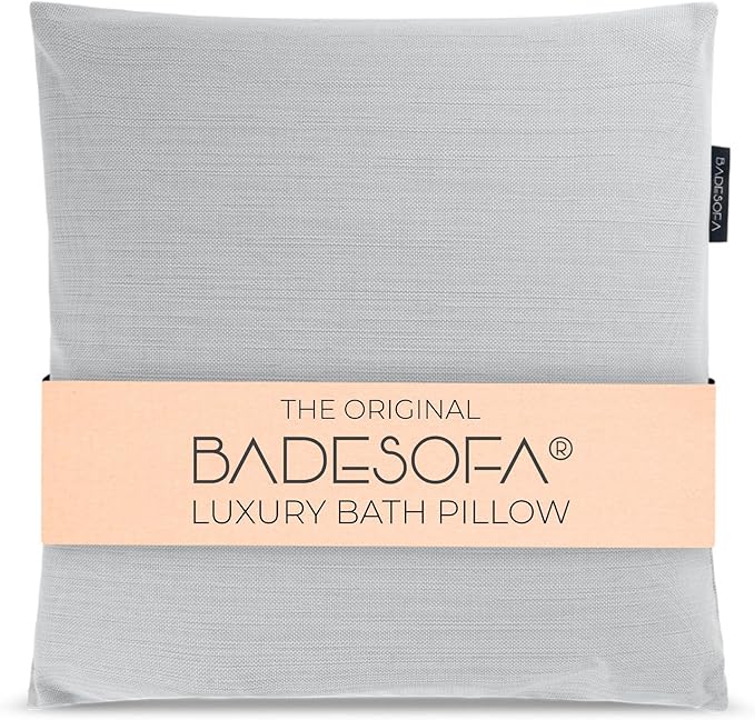 BADESOFA® Luxury Bath Pillow M - Lusciously Soft & Comfortable Tub Pillow for Bathtub - Washable & Quick-Drying Bath Back Pillow - Non-Slip Full Body Tub Pillow - Luxury Spa Cushion in Grey
