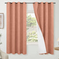 Terracotta 100% Linen Blackout Curtains for Living Room 63 Inch Long 2 Panels, Thermal Insulated Noise Reducing Window Total Black Out Fall Curtains for Bedroom, Each 52x63 Inch 2 Panels