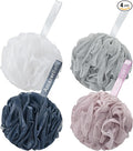 AmazerBath Loofah Sponge 75g/Piece, Exfoliating Bath Sponge Body Scrubber - Loofa Set of 4 Grey Blue-Pink-Grey-White (Large)
