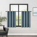 ChrisDowa 100% Blackout Blue Solid Curtains 45 Inches Long 2 Panels for Bedroom Living Room,Farmhouse Room Darkening Thermal Insulated Soundproof Grommet Top Window Treatment Drapes,52x45