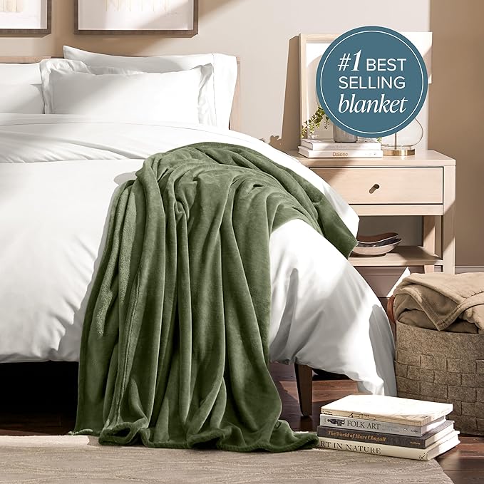 Bare Home Fleece Blanket - Twin/Twin Extra Long - Ultra-Soft Lightweight for Bed, Sofa, and Couch - Luxury Microplush - Cozy Warm Blanket (Twin/Twin XL, Cypress)