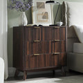 T4TREAM Fluted 3 Drawers Nightstand, Oversized Extra Large Modern Side Table, End Table Bedside for Bedroom, Living Room, Curved Profile Design, Dark Walnut