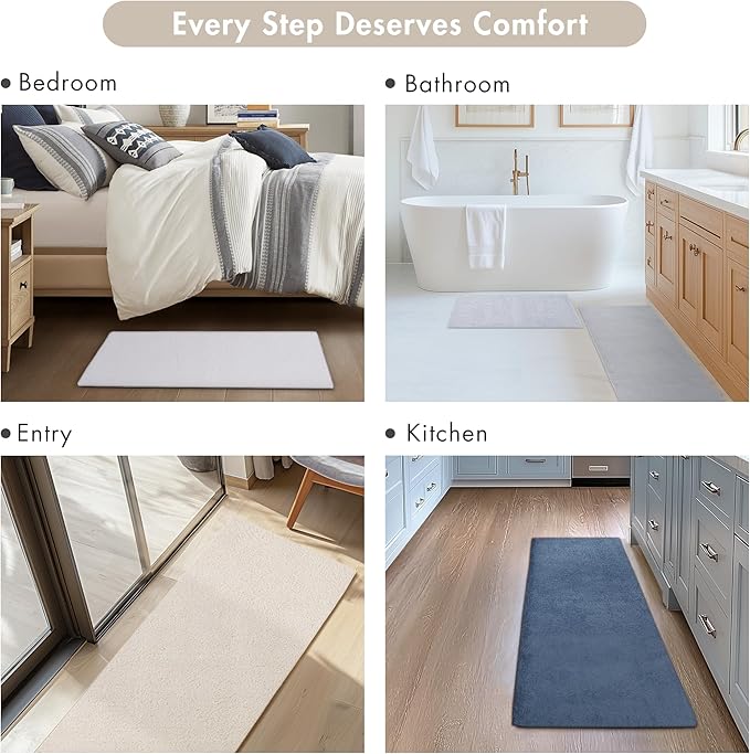 Madison Park Marshmallow Bathroom Rug Non Slip, Luxrurious Plush Bath Mat, Absorbent, Quick Dry, Spa Design Bath Room Décor, 24x40, Natural