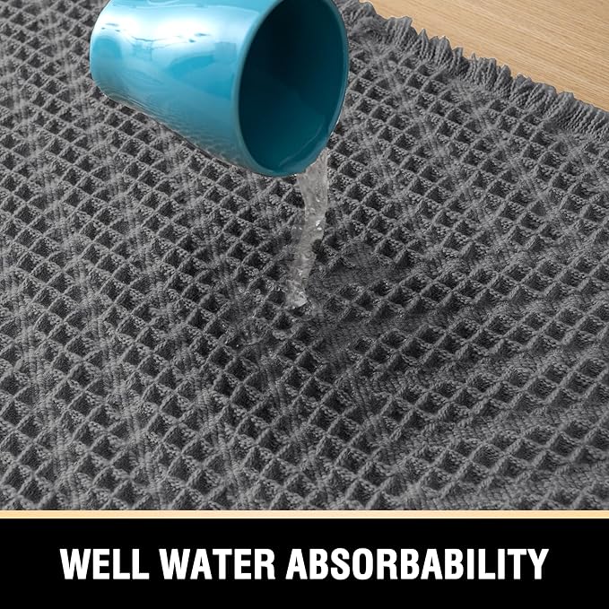 H.VERSAILTEX Waffle Bath Mat Super Absorbent Boho Bath Mat Non Slip Bath Rugs for Bathroom Floor Machine Washable Dry Fast Bathroom Rugs with Tassels, 24" x 36", Gray